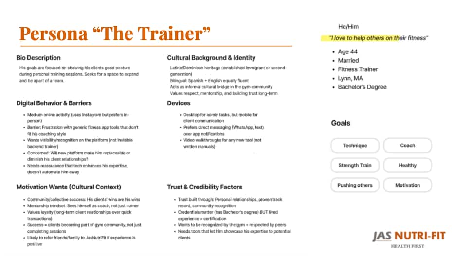 User persona - The Trainer