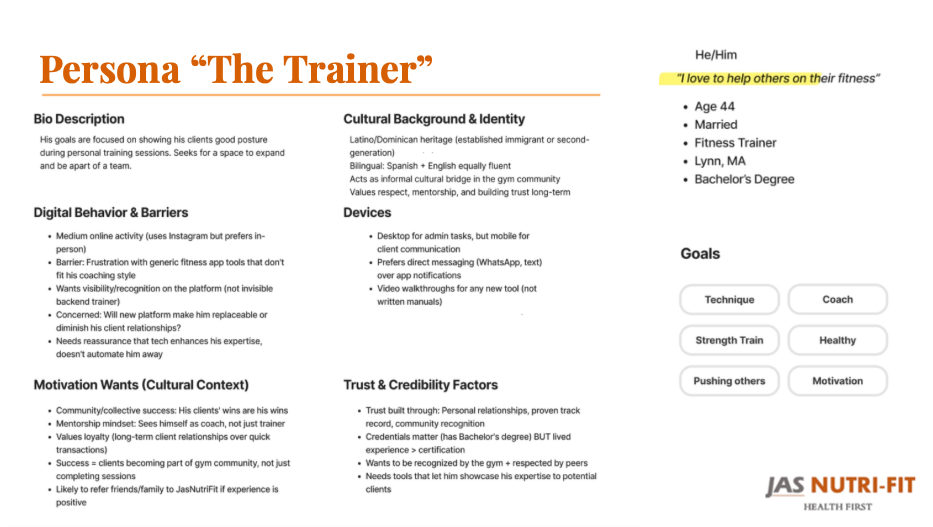 User persona - The Trainer